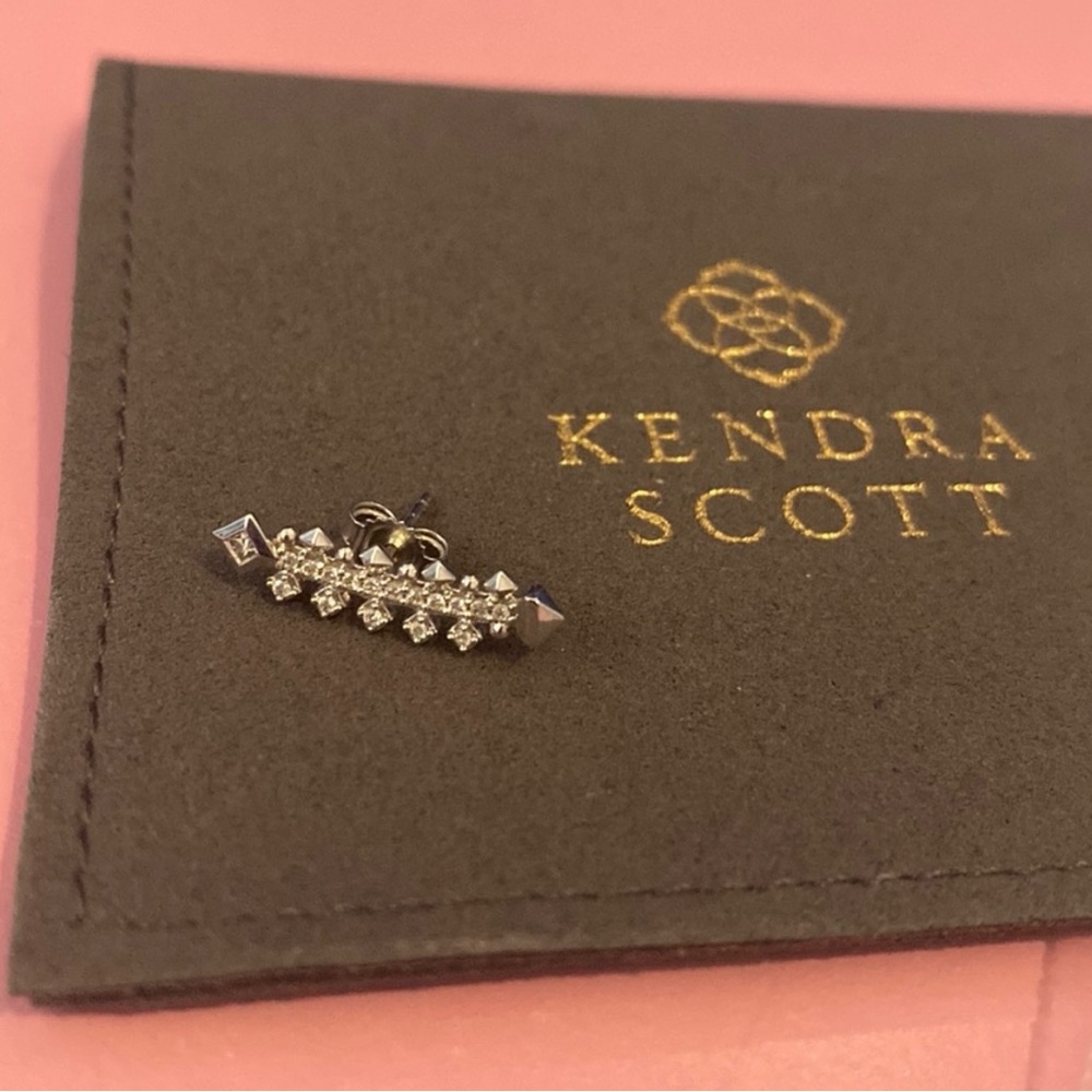 Single 14kt white gold and diamond Kendra Scott Indie ear climber earring